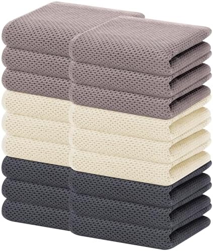 Homaxy 100% Cotton Waffle Weave Kitchen Dish Towels 18-Pack, Mixed Color