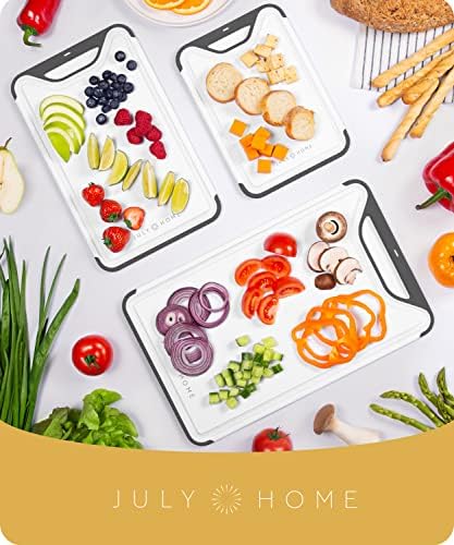 Cutting Boards for Kitchen, Plastic Cutting Board, Dishwasher Safe Cutting Board with Juice Grooves, Thick Chopping Board Easy Grip Handle & Non-Slip (Black, 16"x10")