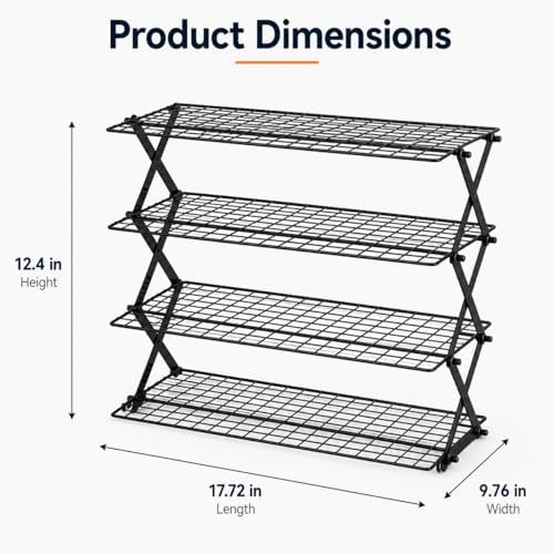 4-Tier Collapsible Cooling Rack, Cooling Rack for Baking, Cookie Rack, Outdoor Camping Food Shelf, Heavy Duty, Ideal for Cake, Bread, Cookies, Barbecue