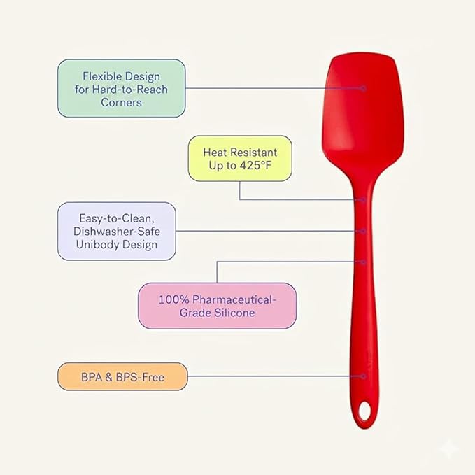 GIR: Get It Right Mini Spoonula Silicone Spatula - 8-Inch Slate - Heat-Resistant Up to 425°F - Non-Stick Seamless Food Grade Silicone - Scraper for Mixing, Baking & Serving