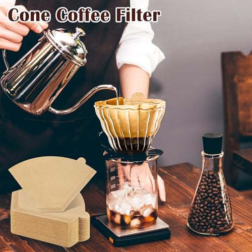 100 Count #4 Cone Coffee Filters 8-12 Cup, Natural Coffee Filters