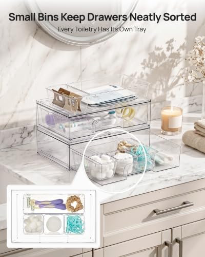 Vtopmart 12-Pack Clear Makeup Organizer Set with Drawer Organizer Bins