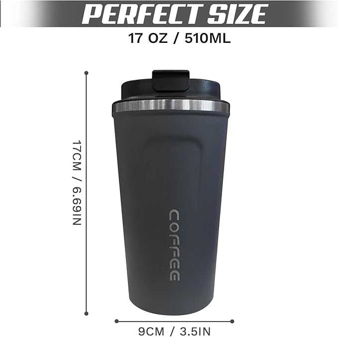 Travel Coffee Mugs Leak-Proof, Reusable Coffee Cups with Lids, Stainless Steel Vacuum Insulated Coffee Tumblers, Thermal Insulation Cups for Men and Women Hot & Cold Drinks(2nd-Blue, 17OZ)