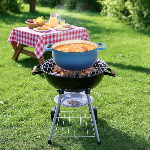 Bonnlo 5QT Round Dutch Oven, Enameled Cast Iron Dutch Oven Pot with Lid & Dual Handles, Oven Safe Up to 500° F, for Sourdough, Bread Baking, Stews and Roasting, Blue