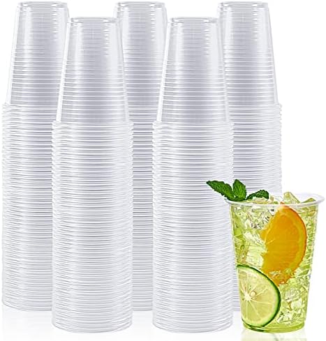 Lilymicky 500 Pack 9 oz Disposable Plastic Cups, 9 oz Clear Plastic Cups