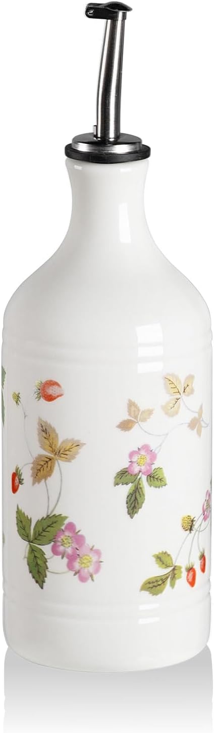 Sweejar Ceramic Olive Oil Dispenser Bottle for Kitchen, 15.5 Oz Relief Opaque Oil and Vinegar Dispenser Bottle with Spout, Suitable for Soy Sauce, Coffee Syrup, Liquids (Strawberry)