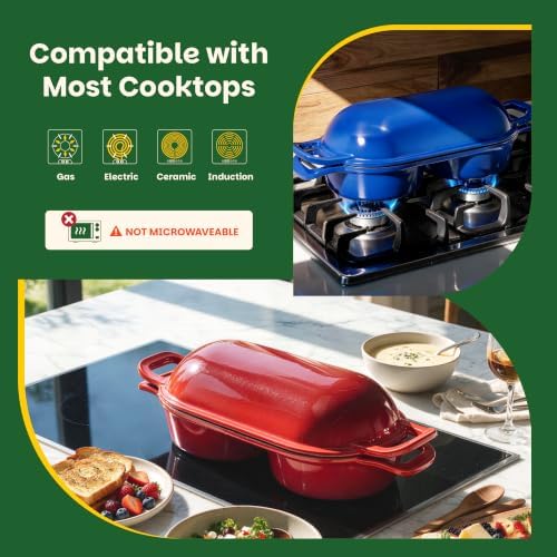 Double Dutch Oven for Sourdough Bread Baking, Cast Iron Dutch Oven [Blue]