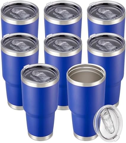 30 oz Tumbler with Lid Stainless Steel Tumblers Bulk, 8 Pack