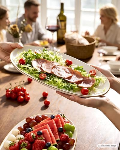 famiware Serving Platters Set of 3 Sizes - Oval, Matte White