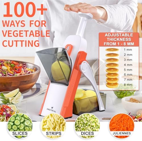 ONCE FOR ALL Mandoline Slicer for Kitchen, All in 1 Veggie Slicer, Orange