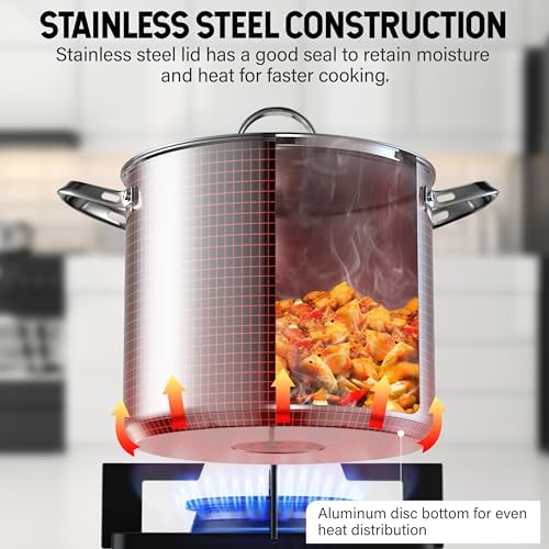 Cooks Standard 12 Quart Large Stainless Steel Stock Pot with Lid