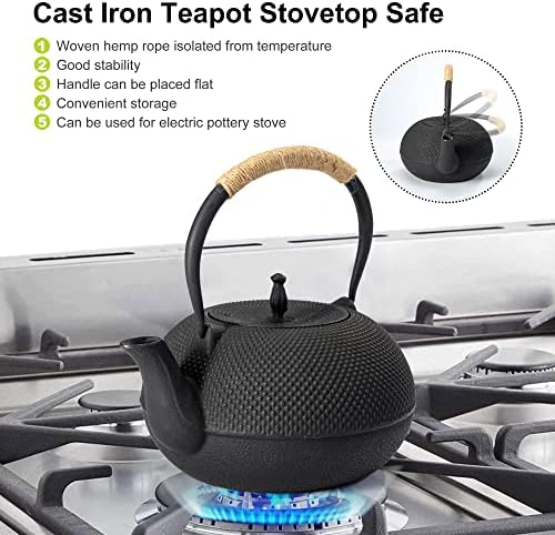 suyika Japanese Tetsubin Tea Kettle Cast Iron Teapot with Stainless Steel Infuser 60 oz/1800 ml