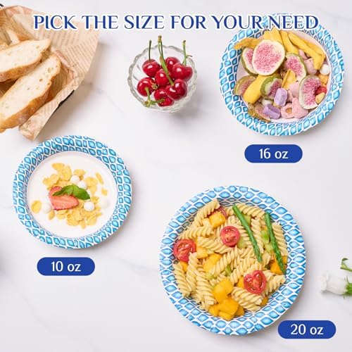 MUCHII 10 oz Paper Bowls, 300 Count Printed Disposable Small Bowls Bulk