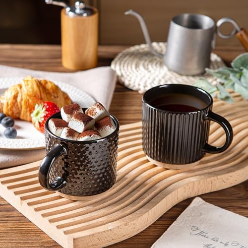 GBhome 6 OZ Stackable Coffee Mugs Set of 4, Ceramic Coffee Cups Set