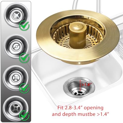 BAOLSLS Kitchen Sink Drain Strainer, 3 in 1 Pop up Kitchen Sink Stopper