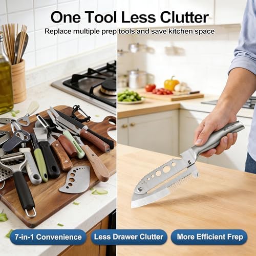 All-Stainless Steel Multifunctional Vegetable Peeler for Kitchen