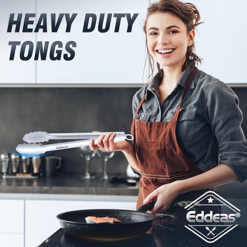 2PCS 9Inch Tongs for Cooking Heavy Duty All Metal Kitchen Tongs
