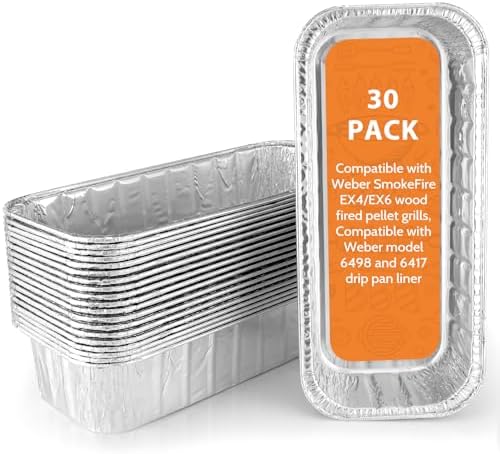 Grill Drip Pans 30 Pack, Aluminum Grease Catcher Liners 11” x 5”