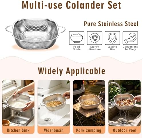 P&P CHEF Stainless Steel Colander Set, Strainers and Colanders for Kitchen