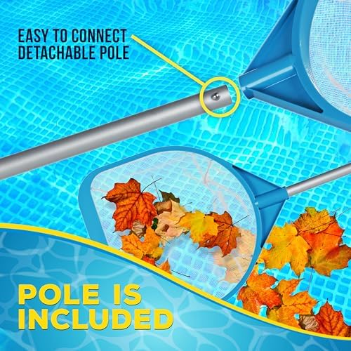 U.S. Pool Supply Pool and Spa Skimmer Net with Pole, 30" Long Handheld Fine