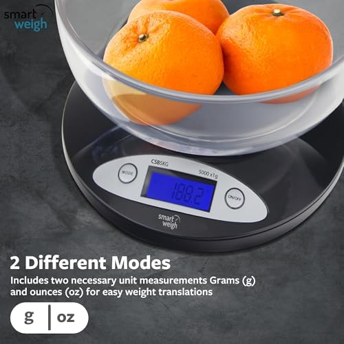 Smart Weigh Kitchen Scale with Removable Bowl, 11 lb x 0.1 oz, Meal Prep