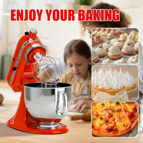 K45WW 6-Wire Whip Attachment Fits KitchenAid Tilt Head Stand Mixer - Egg Heavy Cream Beater, Cakes Mayonnaise Whisk for Kitchen Aid Mixer Accessory Replacement Parts