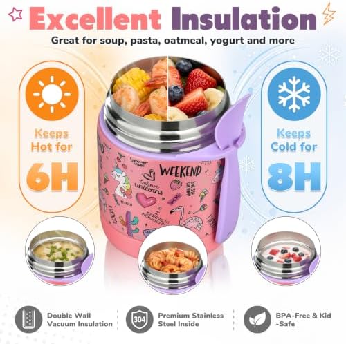 10oz Soup Thermo for Hot Food Kids,Lunch Thermo Kids Food Jar with Spoon