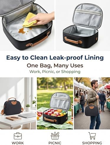 Insulated Lunch Box Lunch Bag for Women Teen Girls Teacher Mom,Soft Cooler | Large-Capacity | Water Resistant | Adjustable Strap Stylish Lunch Tote for School Office Work Travel Picnic