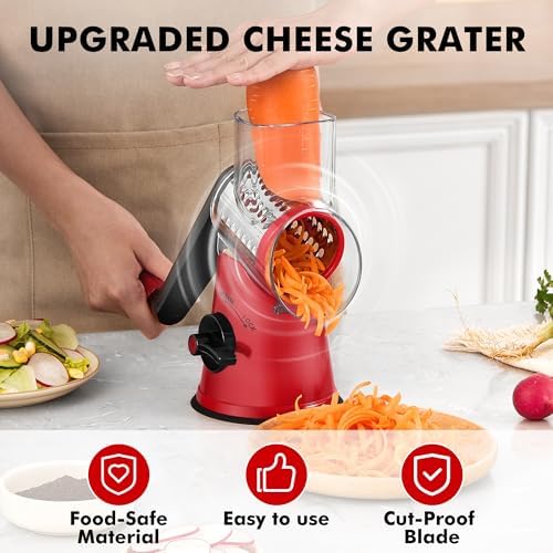 GDL Cheese Grater Hand Crank, Rotary Cheese shredder, Vegetable Slicer