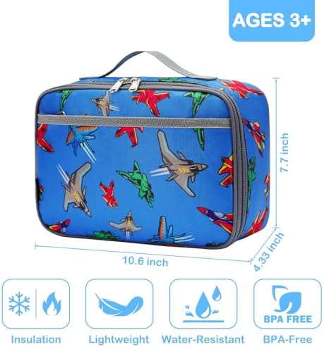 FlowFly Kids Lunch box Insulated Soft Bag Mini Cooler Back to School Thermal Meal Tote Kit for Girls, Boys, Fighter