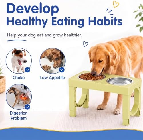 XIAZ Elevated Dog Bowls Large Breed Raised Dogs Bowl Stand Large/Medium Sized Dog Stainless Steel Food Water Bowl Stands 5 Heights Adjustable 9/11/12/15in Pet Feeder Dish Station
