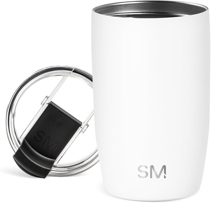 Simple Modern Voyager Tumbler with Flip Lid | Travel Coffee Mug | Insulated Stainless Steel Cold Brew Iced or Hot Coffee Cup | Gifts for Women Men Her Him | 12oz, Winter White