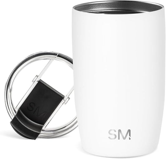 Simple Modern Voyager Tumbler with Flip Lid | Travel Coffee Mug | Insulated Stainless Steel Cold Brew Iced or Hot Coffee Cup | Gifts for Women Men Her Him | 12oz, Winter White