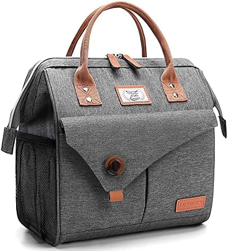 Lekesky Insulated Lunch Bag Portable Lunch Bag for Women Work-11L, Grey