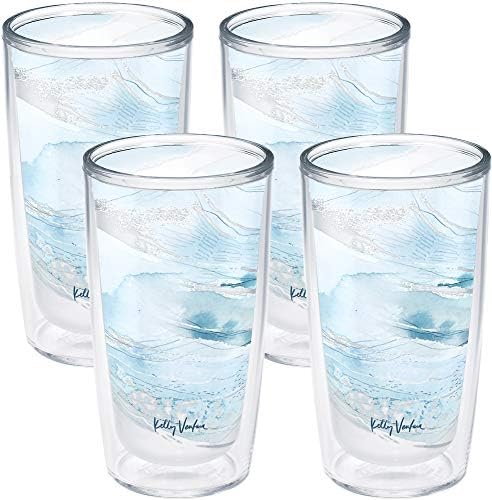 Tervis Plastic Made in USA Double Walled Kelly Ventura Insulated Tumbler Cup Keeps Drinks Cold & Hot, 16oz 4pk, Currents