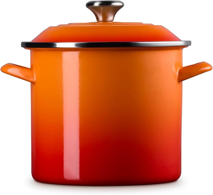 Le Creuset Enamel on Steel Traditional Stockpot, 8 qt., Flame with Stainless Steel Knob