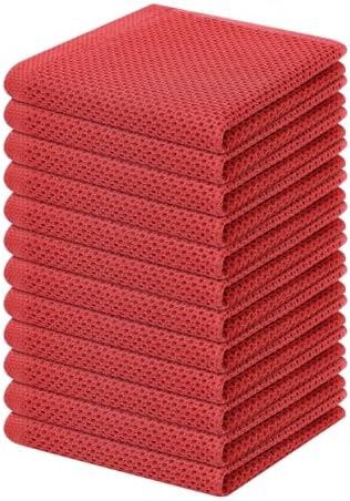 Homaxy 100% Cotton Waffle Weave Kitchen Dish Cloths 12-Pack, Brick Red