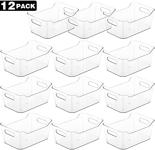 Tiawudi 48 Pack Plastic Storage Bins, Multi-Use Organizer Bins, Pantry Organizer, Clear Storage Containers for Home, Kitchen, Office, Cabinet, Shelf and Fridge Organization