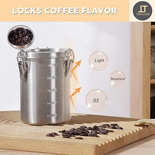 Tanjiae Stainless Steel Airtight Canister Sets for Small Kitchen | Compact High Quality Metal Food Storage Containers with Lids Sealed - Keep Flour, Sugar, Coffee, Tea Fresh for Months (18+35+56fl oz)