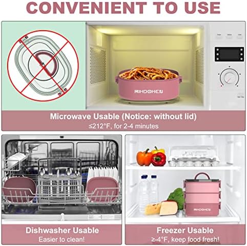RIKDOKEN Lunch Box, Stackable 3 Layers Containers, Portable 94OZ Large Capacity Leakproof Bento Box with Spoon & Fork & Sauce Boxes, Microwave Safe Lunch Box for Kids and Adults