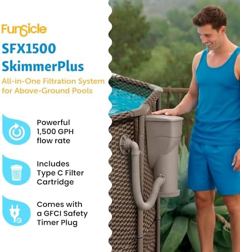 Funsicle SkimmerPlus 1,500 GPH Filter Pump for Above Ground Swimming Pools