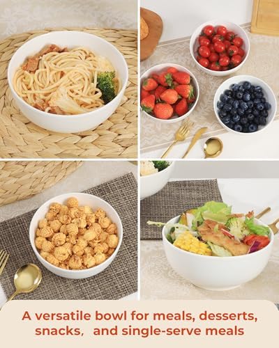 Quatish Cereal Bowls Set of 6, 24 OZ Soup Bowl, Durable Ceramic Bowls