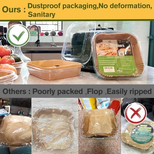 Air Fryer Paper Liners for Chefman 6-8 QT Compact air fryer, 8inch Square