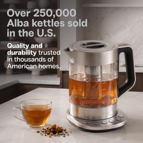 Viante Alba Electric Tea Kettle With Infuser, No Plastic, 1.5L