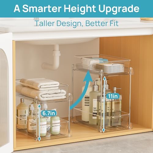 Vtopmart 4 Pack Taller Pull Out Bathroom Under Sink Organizer (S-Higher)