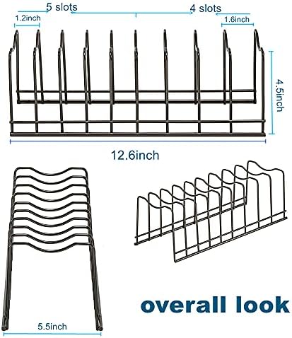 Pot Lid Organizer, Stainless Steel Pot Lid Storage Rack Holder, Cutting Board, Bakeware, Pots & Pans, Serving Trays, Reusable Containers in Cabinet Pantry on Countertop(Satin Nickel, 2)
