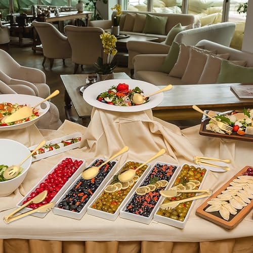 12Pcs Gold Serving Utensils Set, Stainless Steel Serving Utensils Set includes Serving Spoon, Serving Solted Spoons, Fork, Sugar Tongs, Food Tongs, Cake Spatula, Soup Spoon for Parties, Buffet