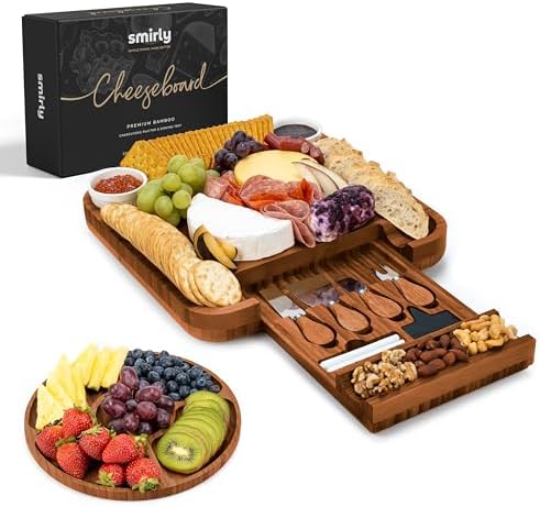 SMIRLY Charcuterie Board Set with Serving Accessories, Bamboo Brown