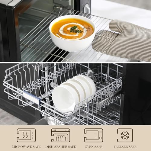 MALACASA 26 Oz White Ceramic Soup Bowls of 4, Cereal Bowls for Kitchen