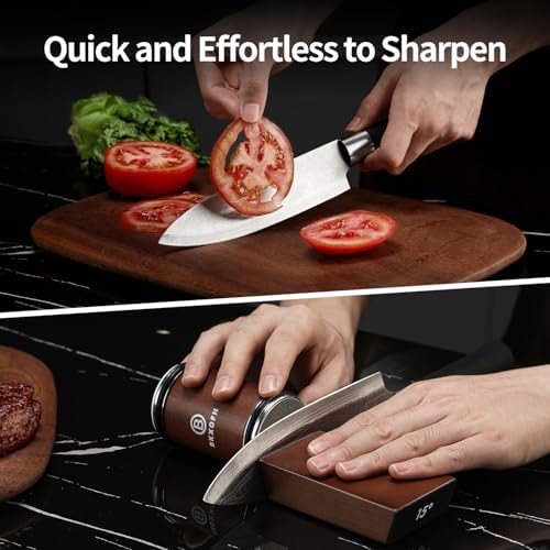 Rolling Knife Sharpener Kit, Knife Sharpening Kit for Kitchen, Walnut